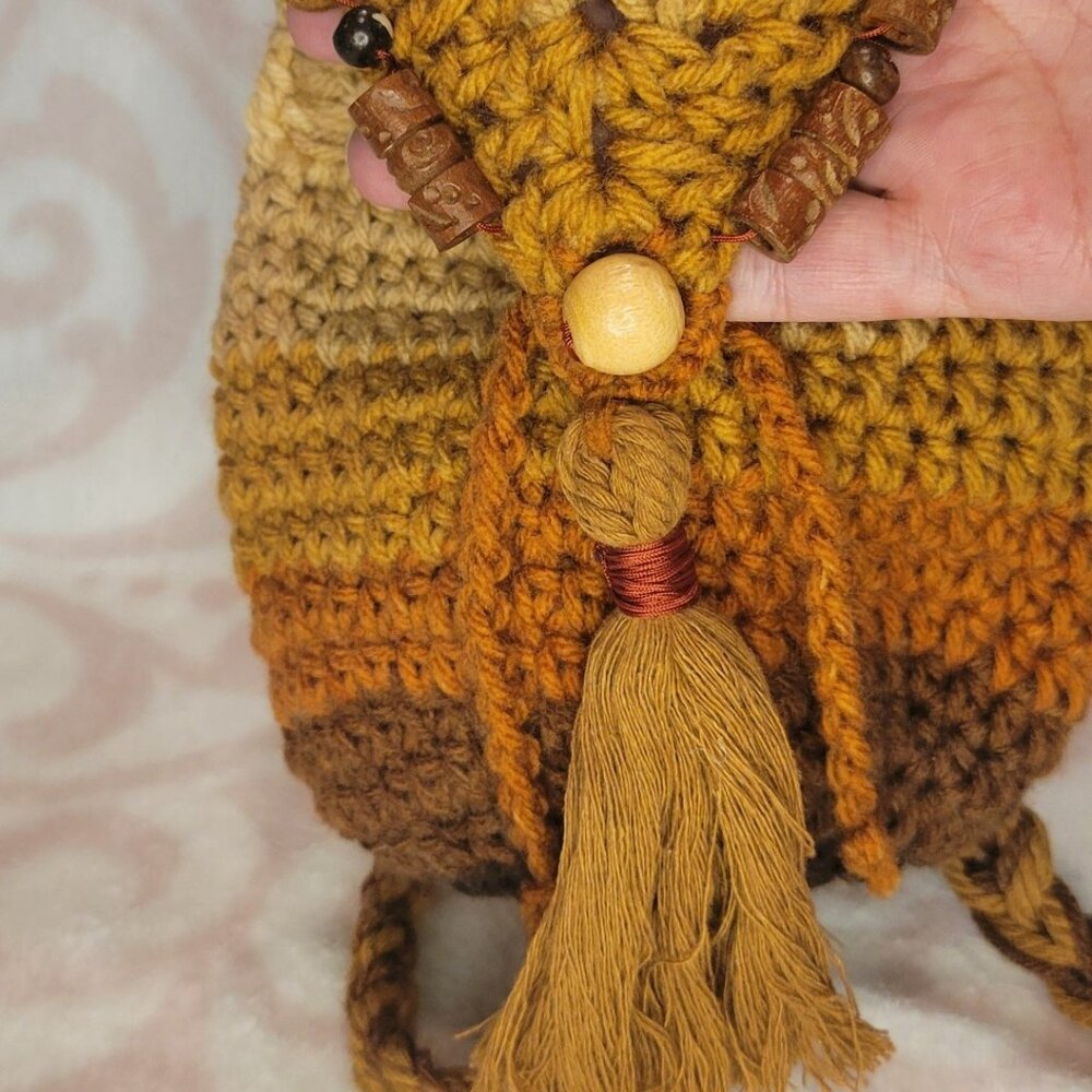 Crochet Mini-Backpack Cottagecore Style HANDMADE - Picture 2 of 7